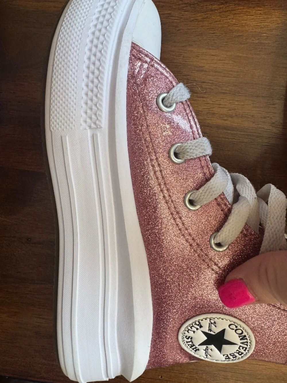 Converse Girls All Star Hightops Size 1, Pink Sparkle Gently Used